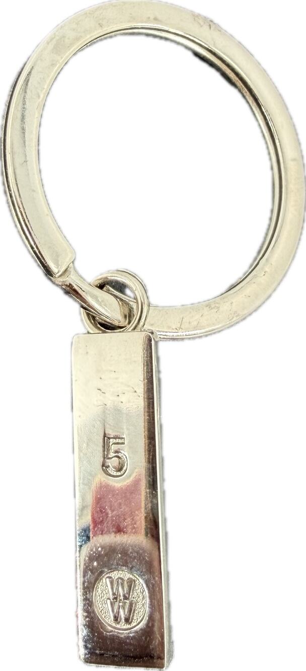Weight Watchers 5% Keychain Charm Blue Enamel Silver Milestone Award WW